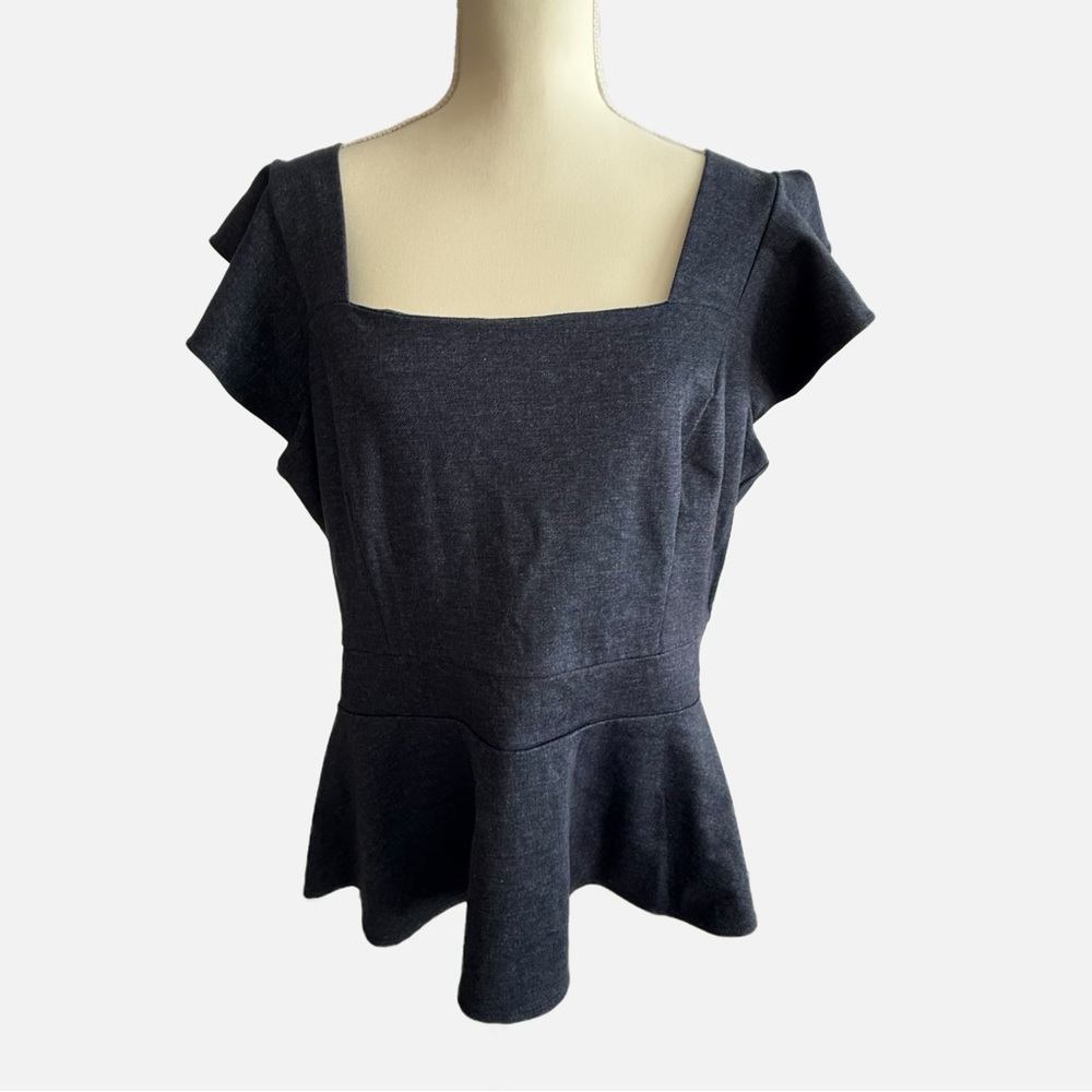 ELLE- Elegant Blue Denim Ruffle Top